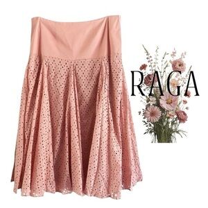 RAGA Drop Waist Eyelet A-Line Skirt SZ L